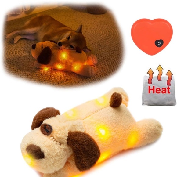 Plush Dog Calming Anxiety Relief Toy with Soft Light & Reusable Heat Pack. NEW - Picture 7 of 11